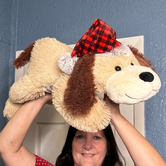 RARE Publix Super Markets Dog Red Plaid Hat Laying 26" Plush Stuffed Animal‎ Toy - Picture 2 of 3